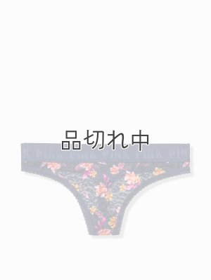 画像1: 【Victoria's Secret PINK/ヴィクトリアシークレットピンク】Lace Logo Thong ショーツ(XS)：ネイビーフローラル