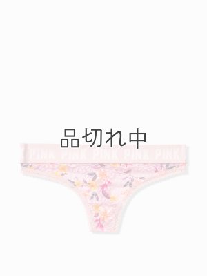 画像1: 【Victoria's Secret PINK/ヴィクトリアシークレットピンク】Lace Logo Thong ショーツ(XS)：ローズフローラル