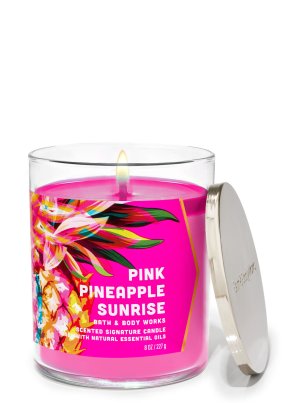 画像1: 【Bath&BodyWorks】シグネチャー1-wickキャンドル（8oz）：ピンクパイナップルサンライズ