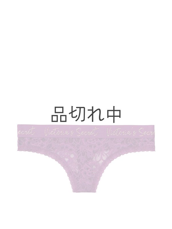 画像1: 【Victoria's Secret/ヴィクトリアシークレット】Script Logo Thong Panty ショーツ(XS)：パープル