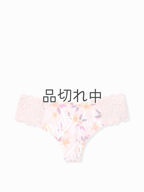 画像1: 【Victoria's Secret PINK/ヴィクトリアシークレットピンク】ショーツ Thong (XS)：ローズフローラルロゴ