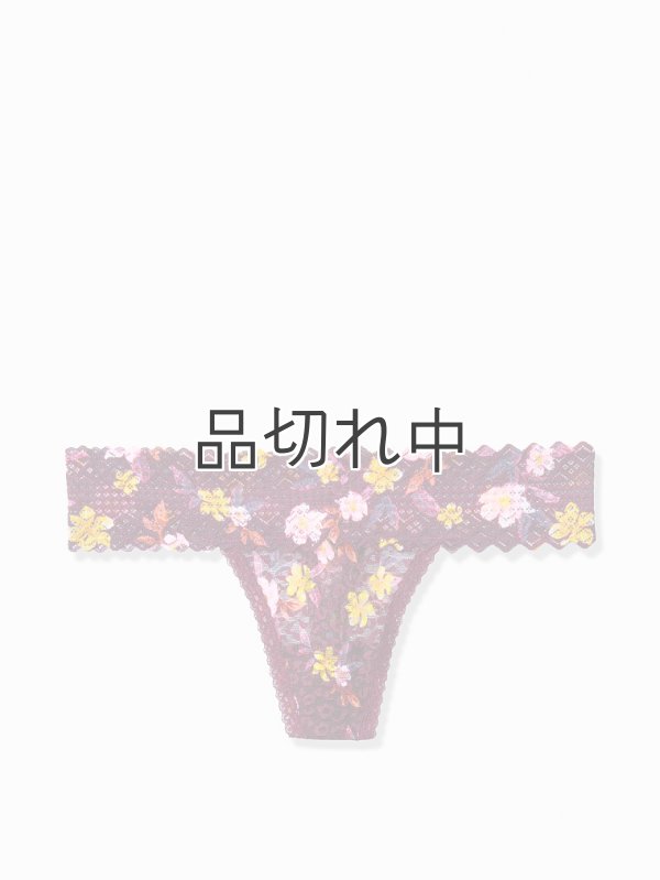 画像1: 【Victoria's Secret PINK/ヴィクトリアシークレットピンク】So Soft Lace Thong ショーツ(XS)：ルーシャスプラムフローラル