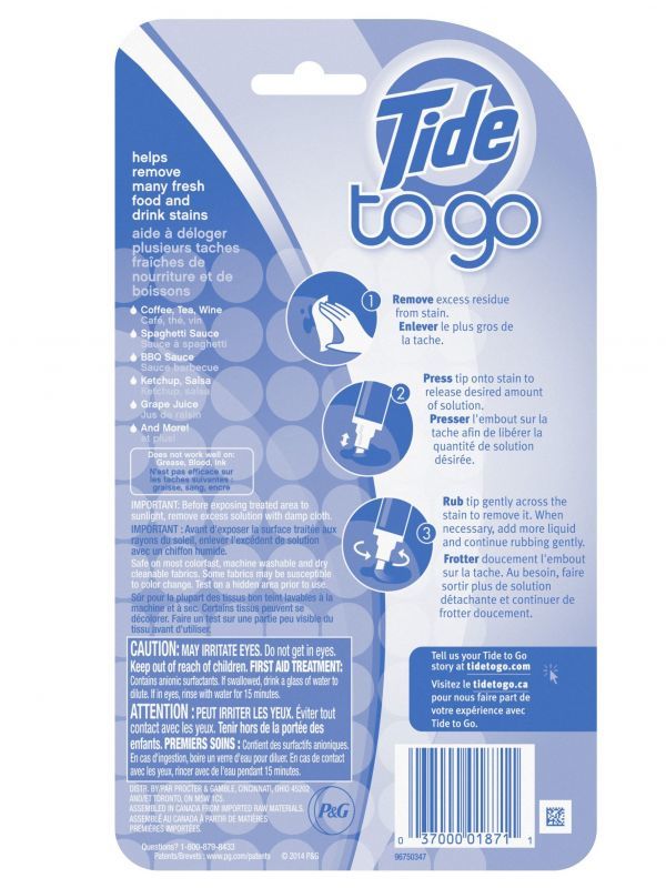 市場 TIDE Remover 携帯用シミ落とし Stain Instant Go 服 to Tide 染み抜き ペン型 タイド シミ取りペン 10ml