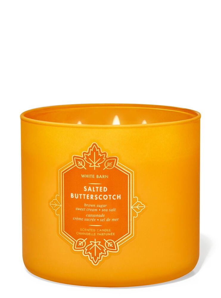 画像1: 【Bath&BodyWorks】3-wickキャンドル（14.5oz）：ソルトバタースコッチ