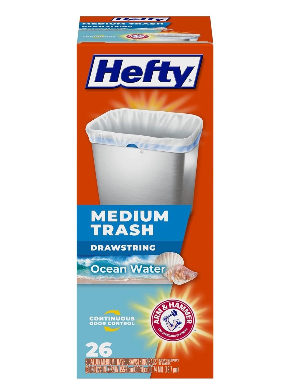 画像1: 【Hefty】香り付きゴミ袋★8ガロン(30.2L)×26枚：オーシャンウォーター(ひも付き)